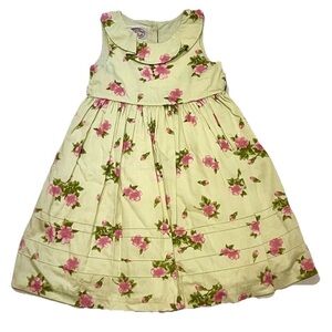 Girls Light Green Floral Sleeveless Party Dress with Pink Blossoms